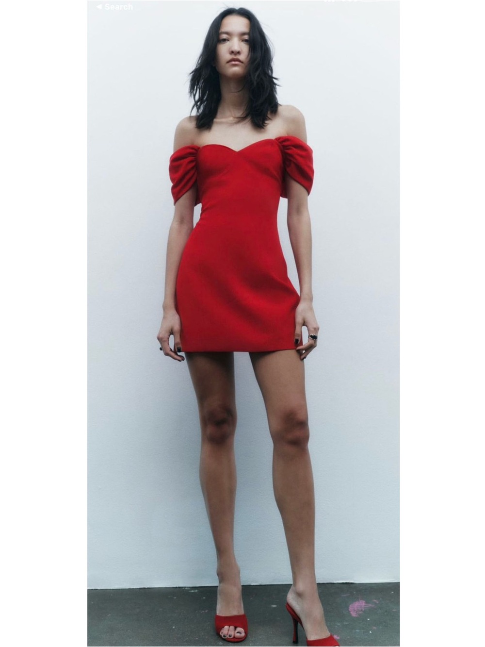 Zara Red Sweetheart Mini with Puff Shoulders Size Small